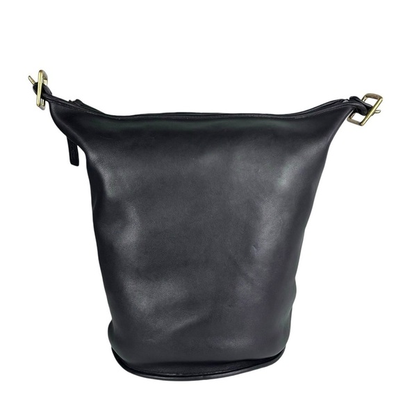 COACH VINTAGE 80S EXTRA LARGE BLACK GLOVETAN LEATHER CLASSIC DUFFLE SAC FEED BAG - Picture 6 of 13